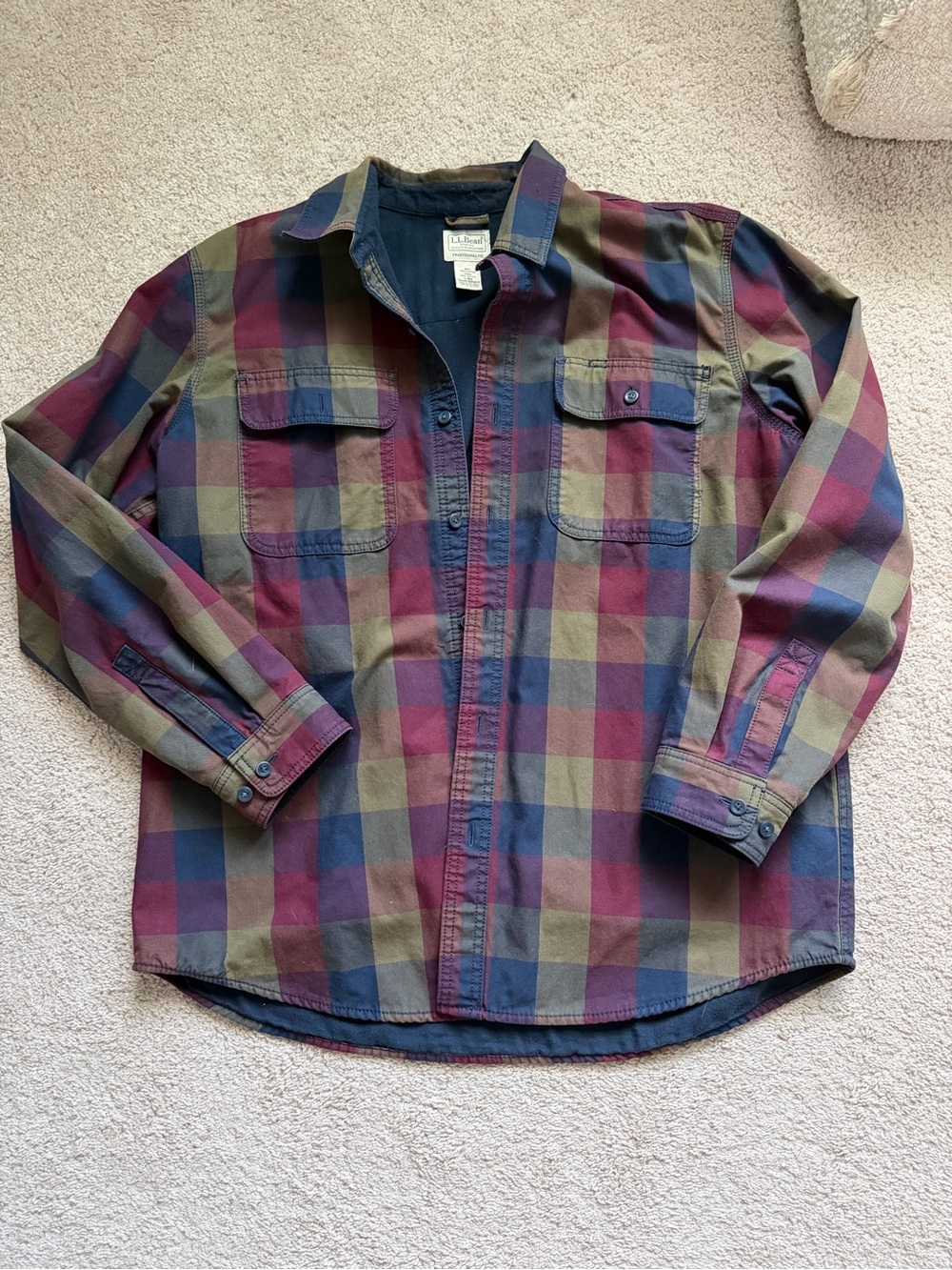 LL Bean Traditional Fit Flannel Jacket Size Large